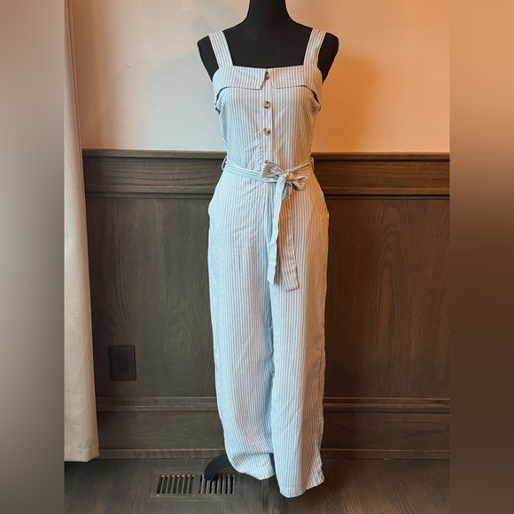 Monteau Los Angeles Pants - Monteau Los Angeles Striped blue and White Jumpsuit medium